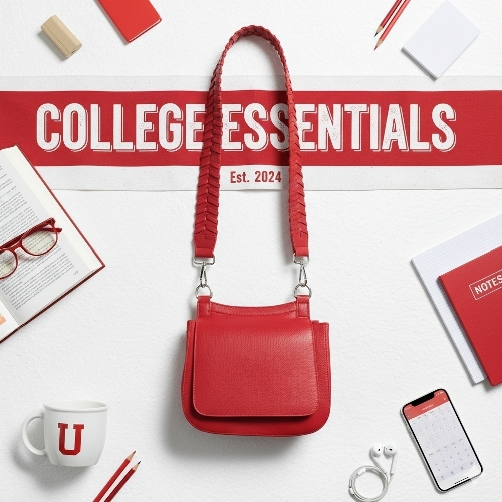 Red Braided Strap Crossbody Bag Chrome Hardware β Trendy College Style